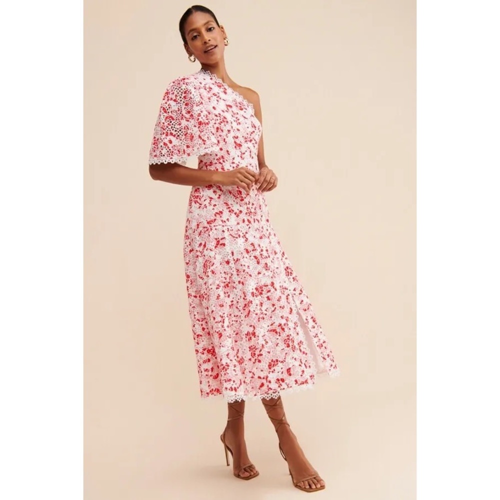 Anthropologie × La Maison Talulah One Shoulder Lace Midi Dress Size XS